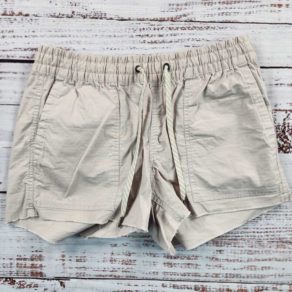 Vuori Ripstop Shorts Womens XS Khaki Tan VW385 Raw Hem Hiking Outdoor Utility